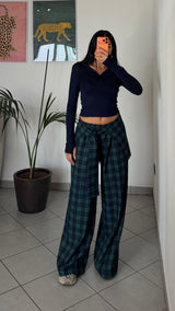 Pantalone MABEL quadri blu