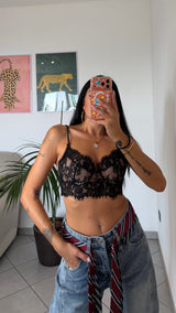 Crop top PIZZO nero