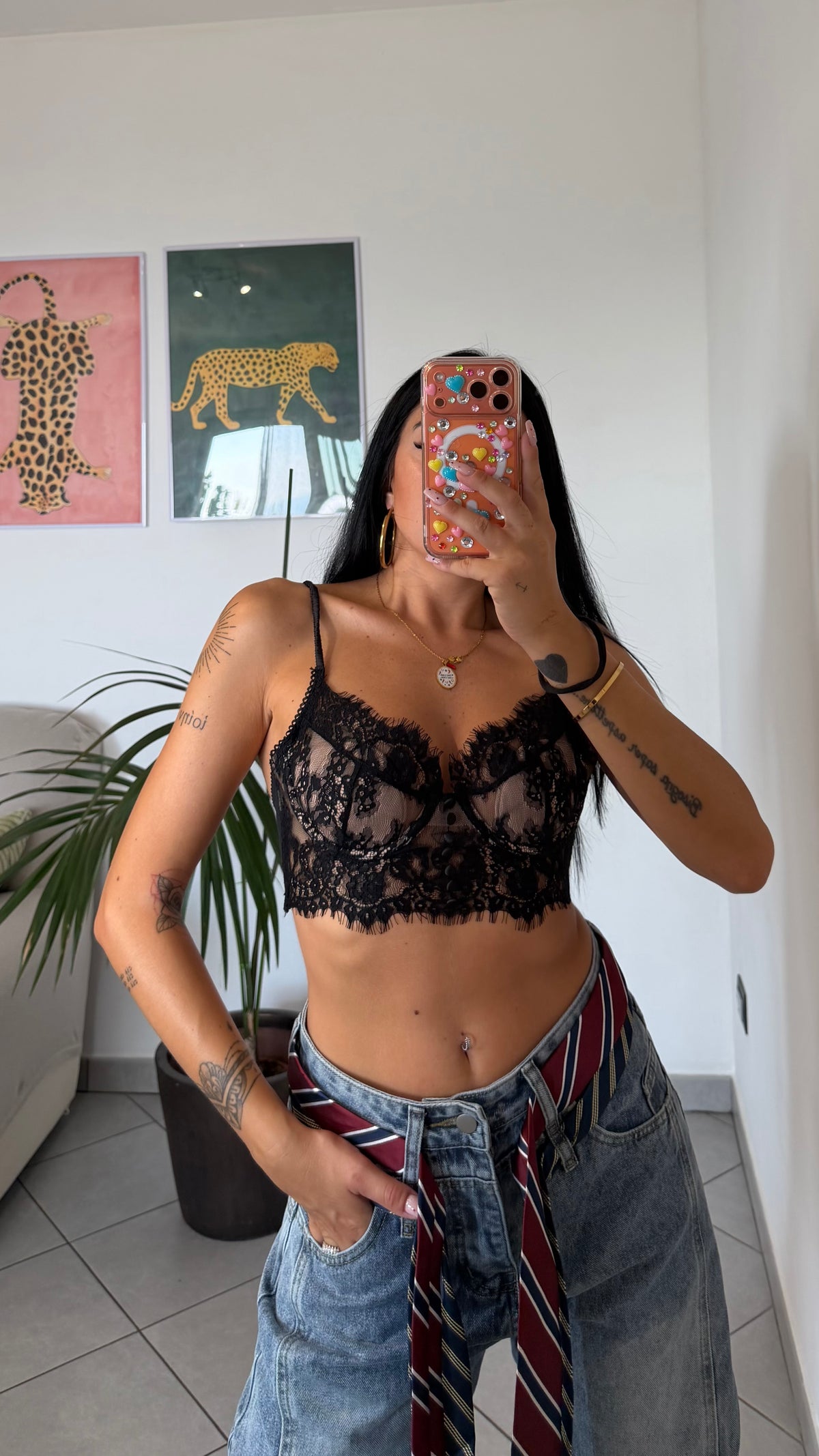 Crop top PIZZO nero