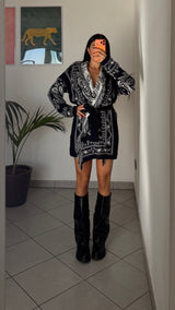 Cardigan TRIBALE in lana con cintura